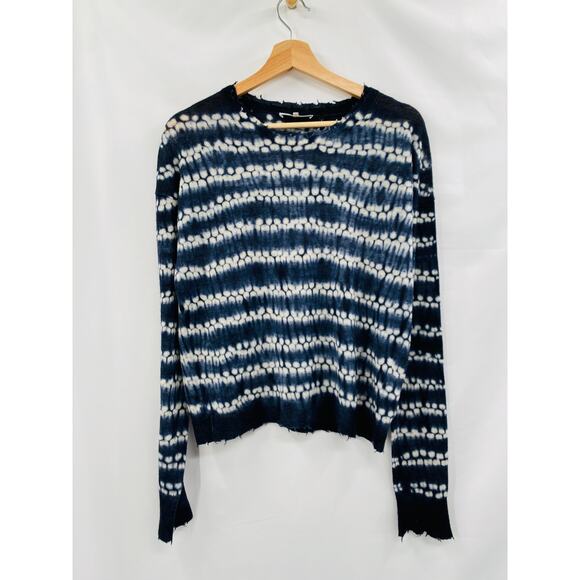 Helmut Lang navy tie dye cashmere distressed sweater - Picture 1 of 5